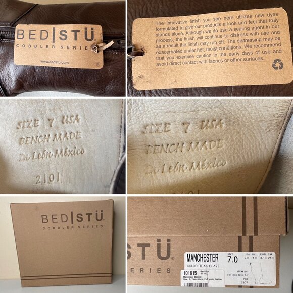 BED STU Manchester Distressed Brown Leather Tall Riding Boots BEDSTU Size 7 - Picture 16 of 16